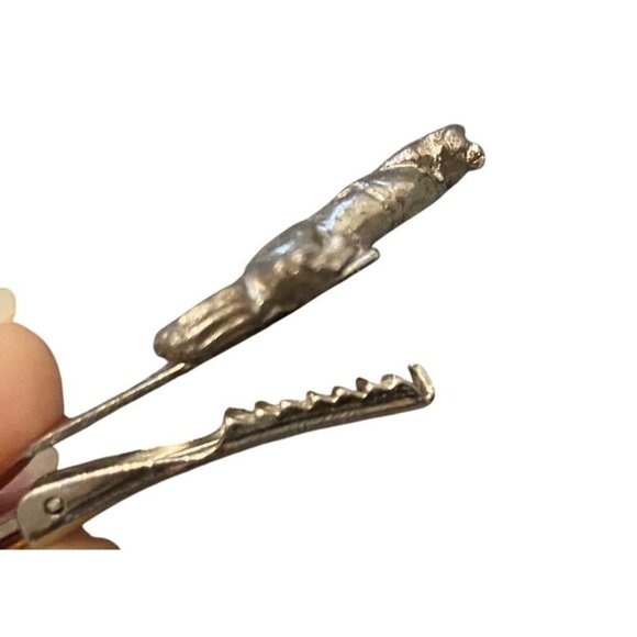 Vintage Silver tone Horse Motif Cufflinks & Alligator Tie Clip Set - Picture 4 of 6